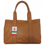 Torebka skórzana damska Vera Pelle VPA78C shopper kuferek A4 camel brąz