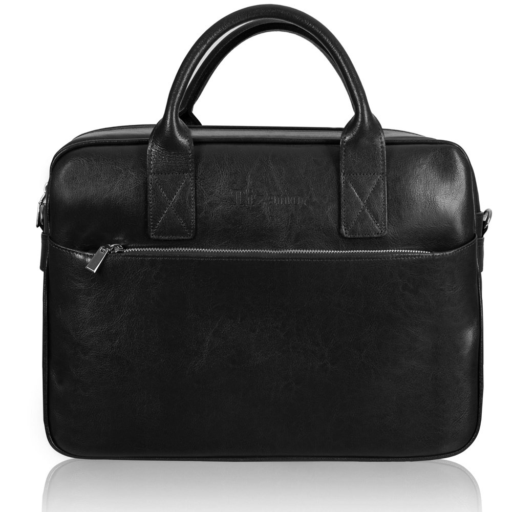 Torba skórzana unisex Tizano TM06 na laptopa do pracy A4 czarna - widok ogólny produktu