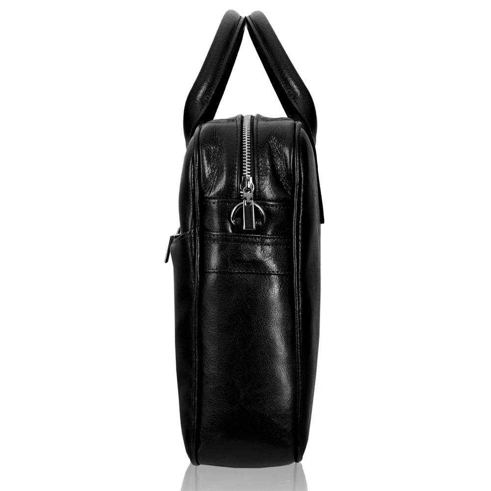 Torba skórzana unisex Tizano TM06 na laptopa do pracy A4 czarna - styl noszenia i codzienna elegancja