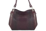 Skórzana shopperka na ramię miejska bordowa croco - Barberini's 858-5