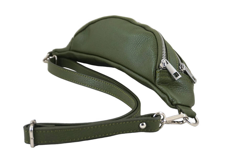 Saszetka z naturalnej skóry damska Barberini's 985-38 nerka crossbody zielona - cecha produktu