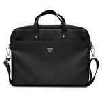 Torba z eko skóry unisex Guess Saffiano Triangle na laptop 16 cali czarna