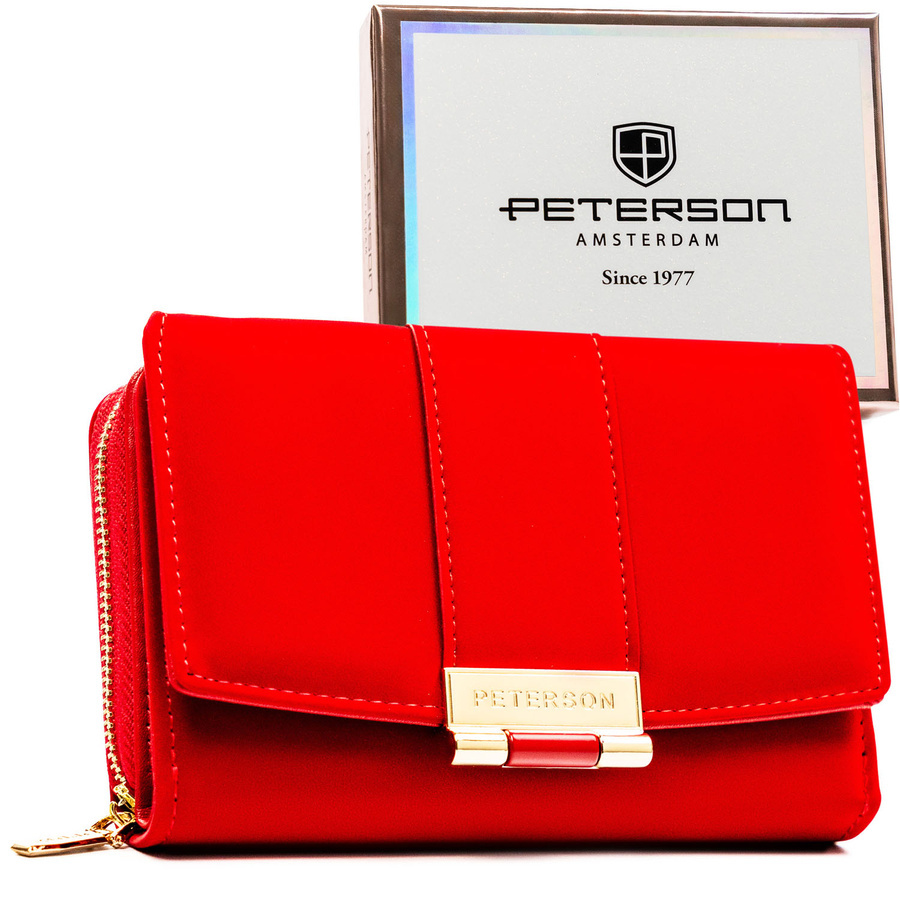 Czerwony portfel Peterson 0015-JI matowy