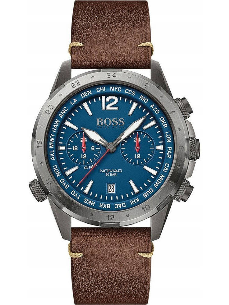 Brązowy zegarek męski Hugo Boss 1513773 - zegarek z przodu na białym tle