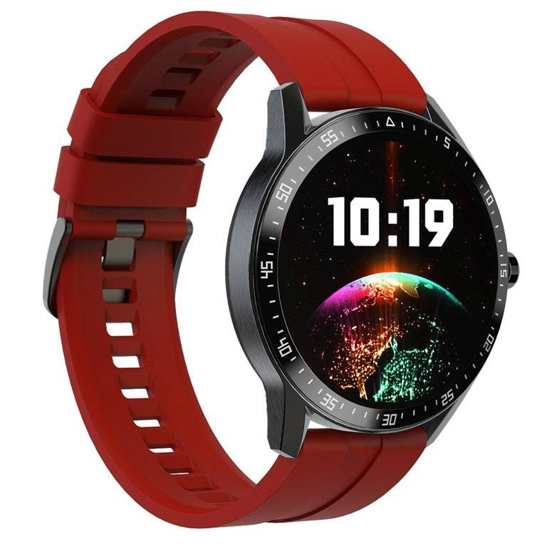 Czarno-czerwony smartwatch męski G. Rossi SW018-4 - smartwatch pod kątem z cyfrową tarczą