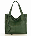 Skórzana torebka damska na ramię shopper bag zielona - MARCO MAZZINI s139c