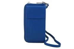 Skórzana mini torebka etui na telefon chabrowa - Barberini's 908-30