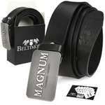 Skórzany pasek męski czarny z klamrą magnum Beltimore W29