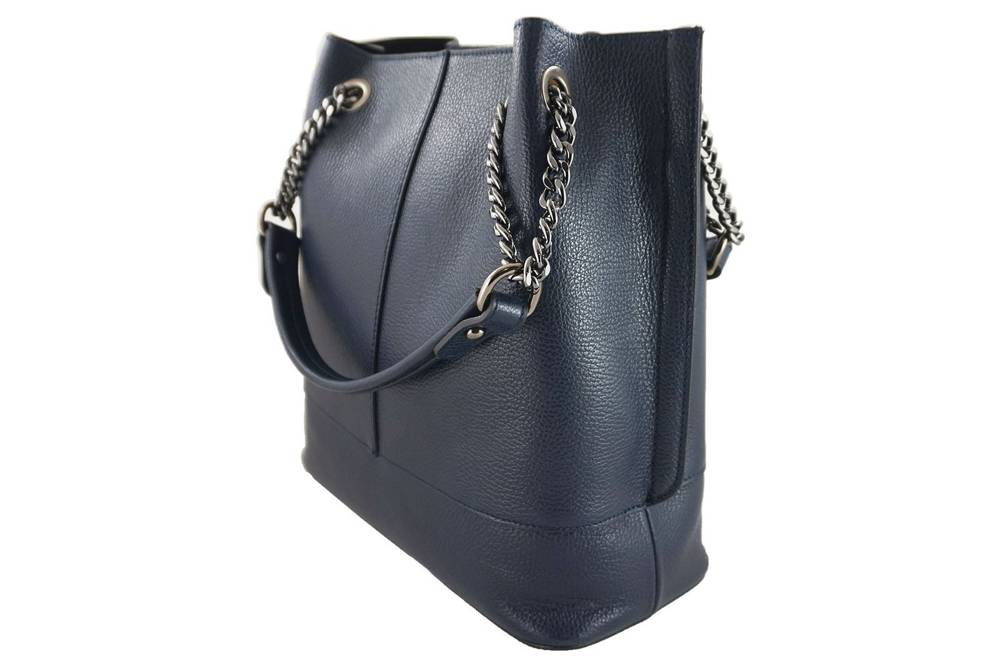 Torebka ze skóry licowej na łańcuszku damska Barberini's 810-4 shopper A4 granatowa - cecha produktu