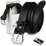 Klasyczny skórzany pasek damski czarny Beltimore U56