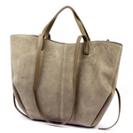 Torebka damska skórzana zamszowa shopper Vera Pelle Luka 24-082 D duża A4 taupe