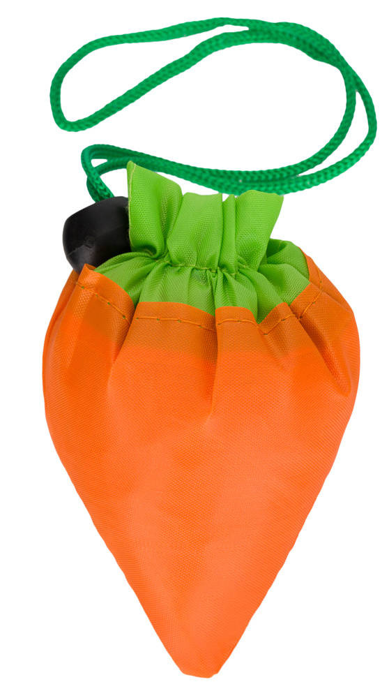 Pomarańczowa torba na zakupy TZO złożona w sakiewkę w kształcie marchewki