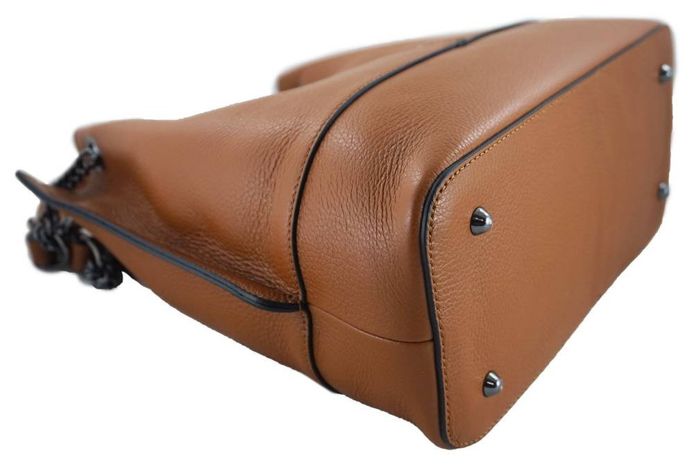 Torebka ze skóry licowej na łańcuszku damska Barberini's 810-42 shopper A4 ciemnozielona - cecha produktu