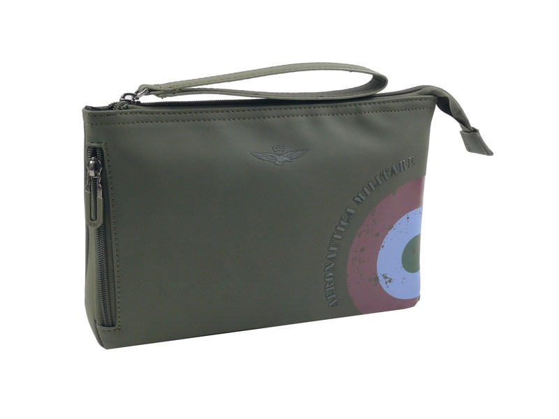 Saszetka z poliestru unisex Aeronautica Militare Runway kosmetyczka khaki - widok z przodu
