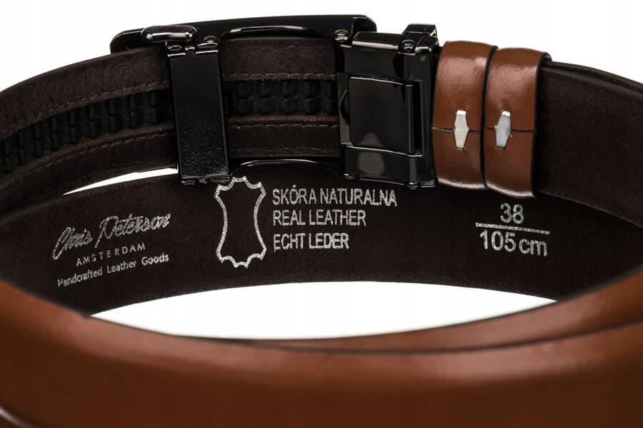 Spód paska brązowego Peterson A001 ze znakiem skóry naturalnej