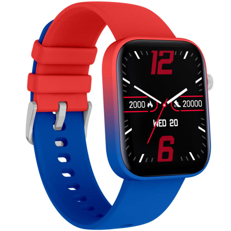 Niebiesko-czerwony smartwatch damski Rubicon RNCE97 - pod kątem z drugiej strony