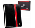 Duży skórzany portfel męski na dokumenty czarny RFID - Rovicky 22313-RVTP