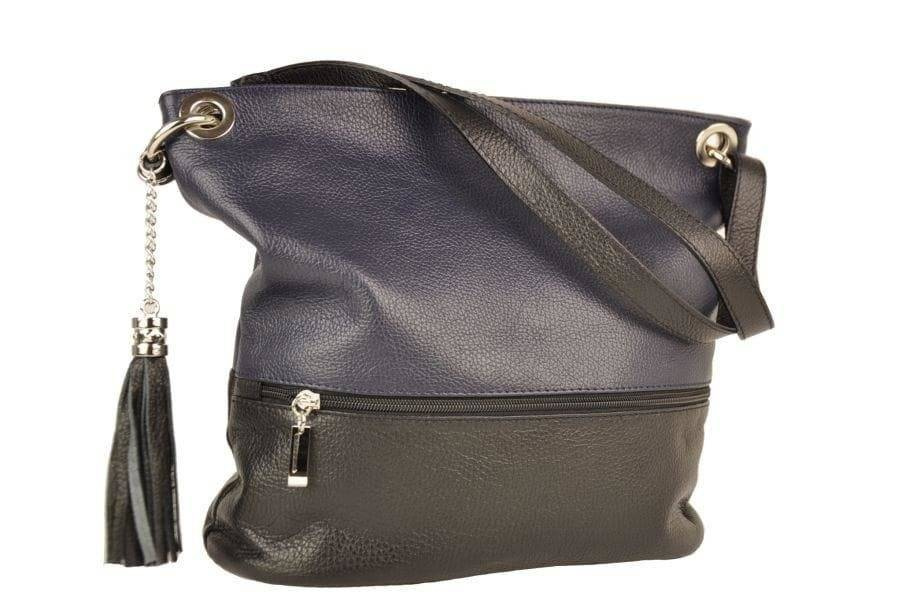 Torebka skórzana damska Barberinis 163-27 shopper miejska średnia granatowo-czarna - cecha produktu