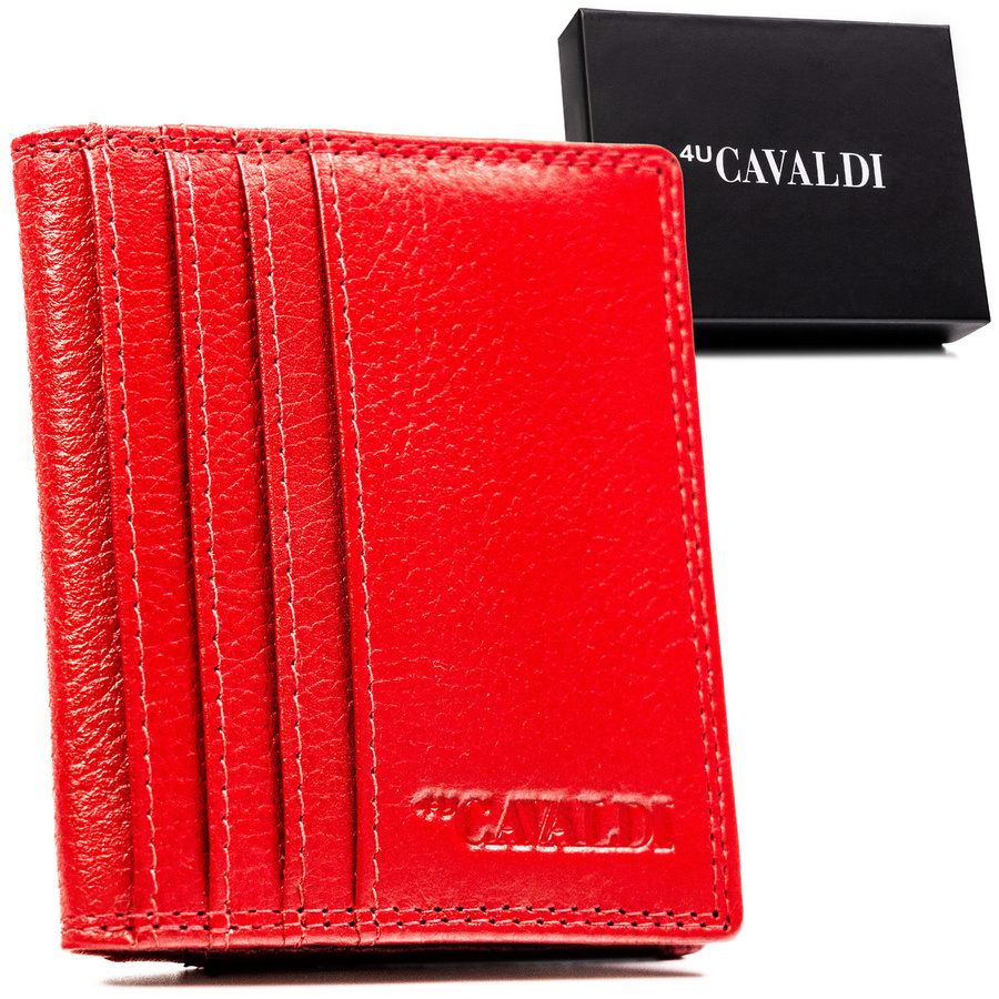 Czerwone etui na karty 4U Cavaldi CW1015-NDM groszkowe RFID