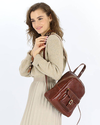 Elegancki mały plecak damski miejski skórzany brązowy - MARCO MAZZINI PL67c