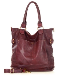 Skórzana torba damska duży shopper bag vintage burgundowy - MARCO MAZZINI v7f