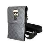 Listonoszka ze skóry ekologicznej unisex Karl Lagerfeld Monogram mała srebrna