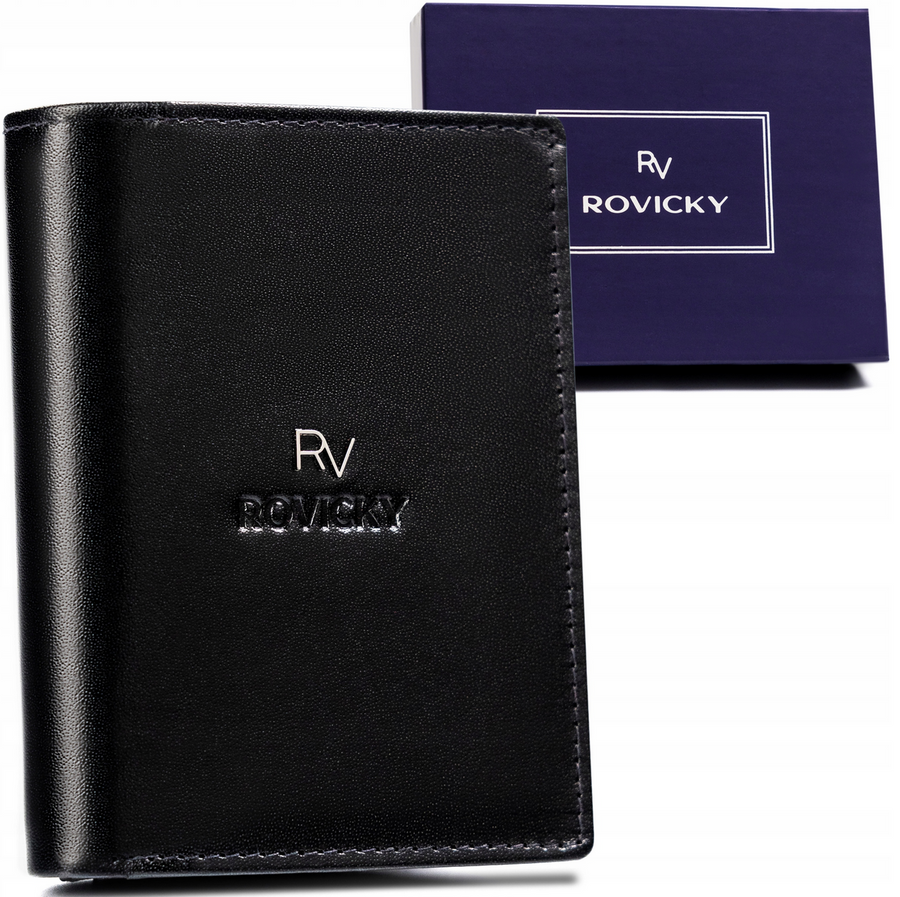 Czarny pionowy portfel męski Rovicky RV-7680278-IL-BCA