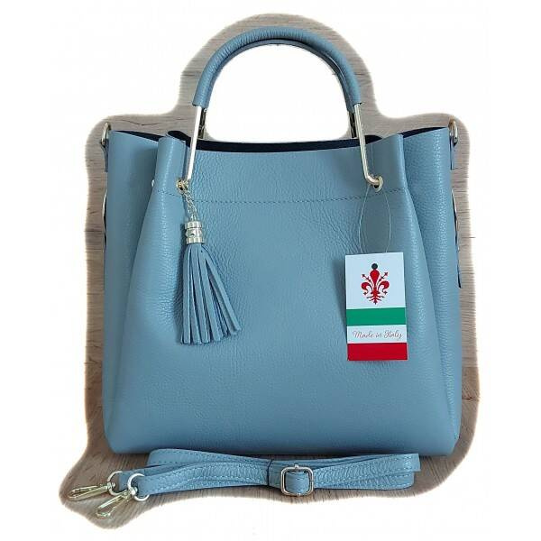 Torebka skórzana damska Vera Pelle KLV33G shopper kuferek A4 szara - elegancka sylwetka