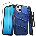 Pancerne etui iPhone 14 ze szkłem 9H na ekran + uchwyt z podstawką (niebieski) ZIZO BOLT Series