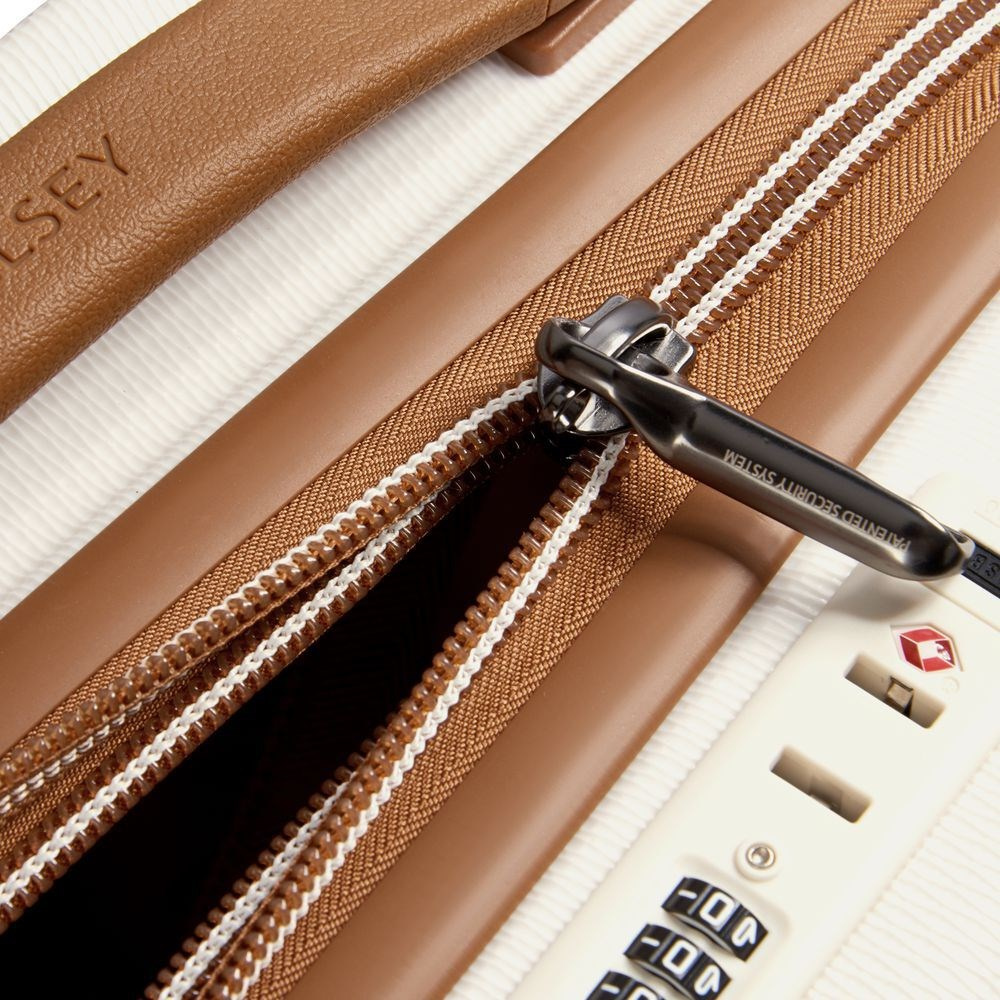 Walizka z twardego materiału unisex Delsey Chatelet Air 2.0 na 4 kółkach 66 cm średnia biała - detale zabezpieczeń