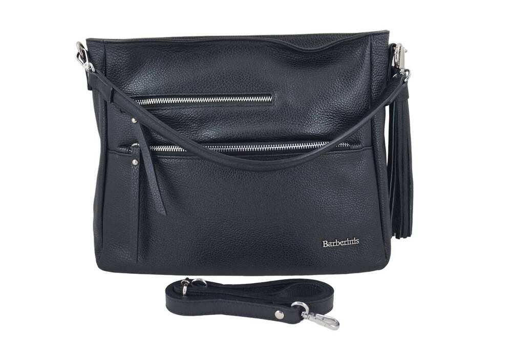 Torebka ze skóry naturalnej damska Barberini's 972-1 shopper A4 czarna - cecha produktu