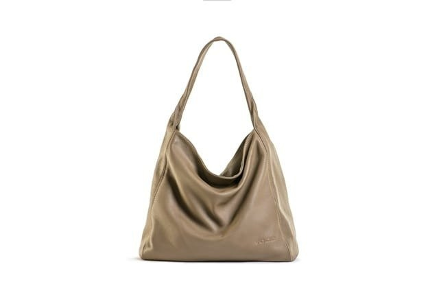 Torba skórzana damska VOOC EP18 shopper hobo A4 beżowa - widok ogólny produktu
