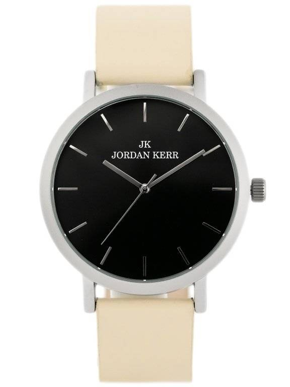 Beżowo-srebrny zegarek męski Jordan Kerr PW188 - zegarek z przodu na białym tle