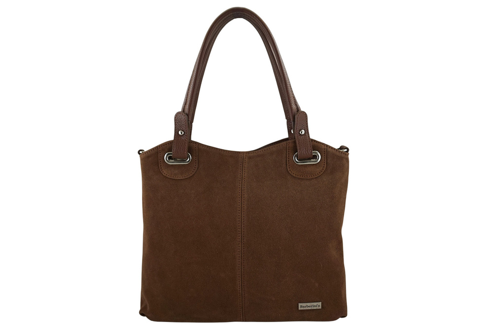 Torebka ze skóry naturalnej i zamszu damska Barberini's 982/1-6 shopper A4 brązowa - cecha produktu
