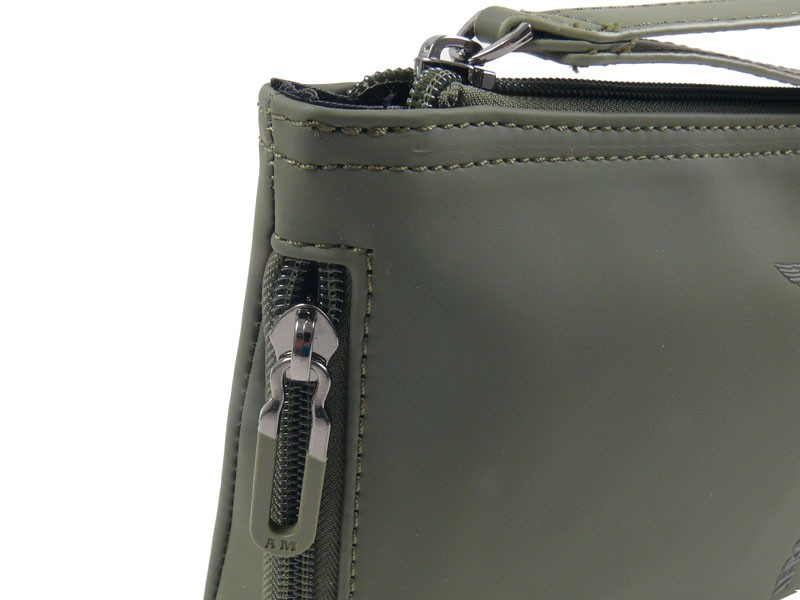 Saszetka z poliestru unisex Aeronautica Militare Runway kosmetyczka khaki - uchwyt i detale wykończenia