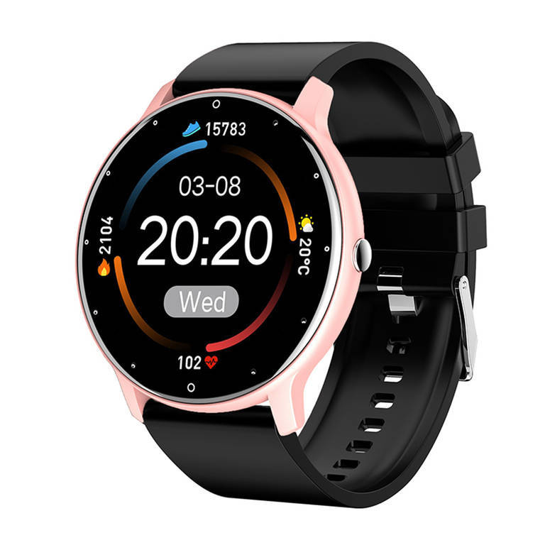 Czarno-różowy smartwatch unisex Gravity GT1-2 - smartwatch z przodu, różowa koperta i czarny pasek