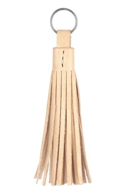 Brelok skórzany unisex ze skóry juchtowej VOOC P42 chwost do torebki naturalny vintage - skóra juchtowa i detale