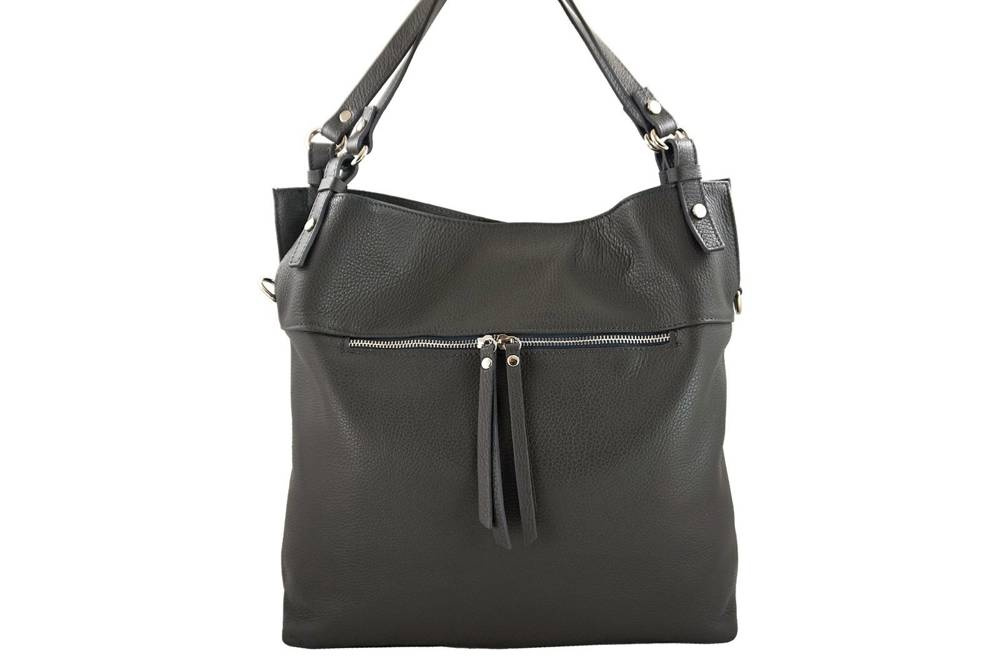 Torebka ze skóry licowej damska Barberini's 859-28 shopper bag A4 ciemnoszara - cecha produktu