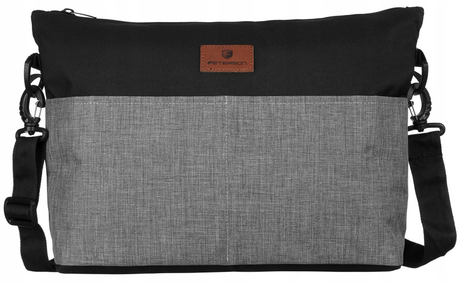 Czarno-szara listonoszka damska Peterson GBP-06 z naszywką z logo