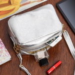 Skórzana listonoszka damska na ramię srebrna - Vera Pelle P10