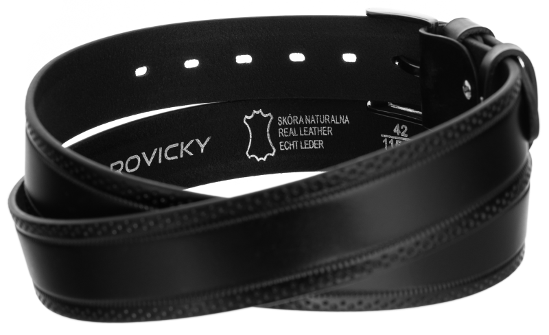 Zwinięty czarny pasek Rovicky PRS-07-G z logo na spodzie