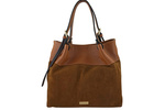 Torebka zamszowa skórzana damska Barberini's 1028-12 shopper mała jasnobrązowa