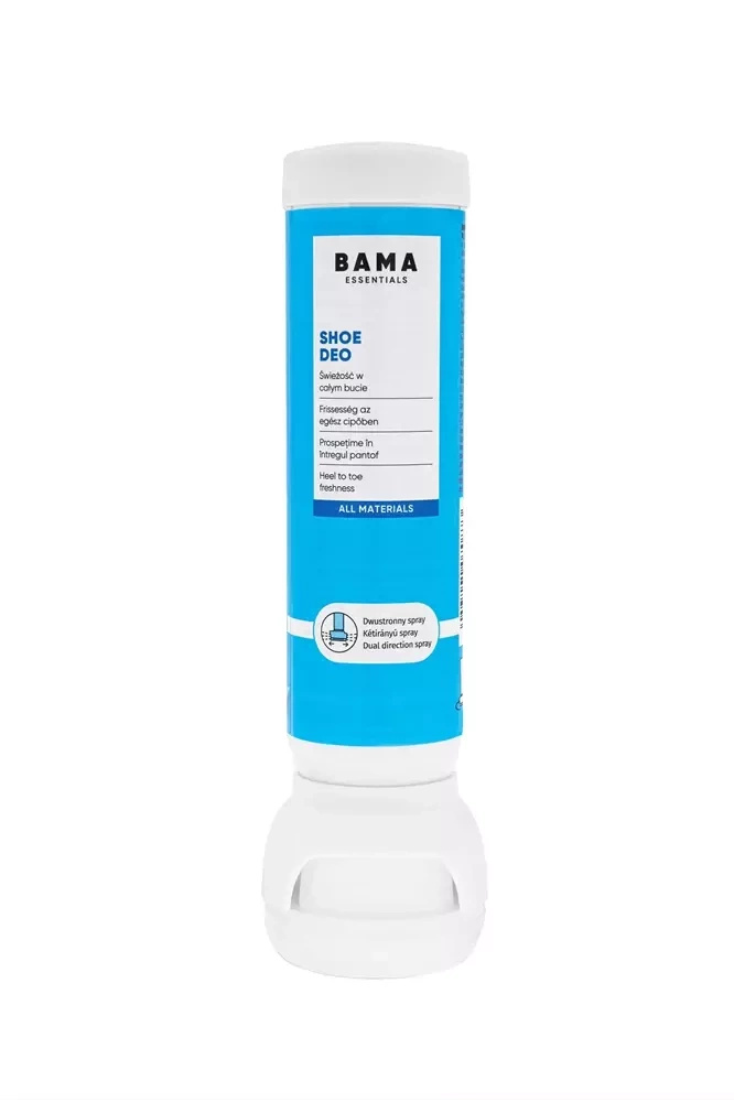 Dezodorant do butów Bama - opakowanie z przodu: Bama Essentials Shoe Deo, All materials