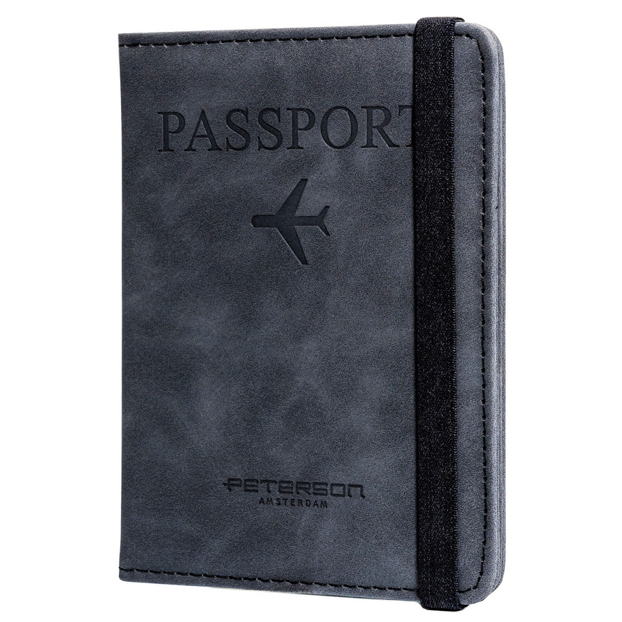 Czarne etui na paszport Peterson EP-01 z gumką