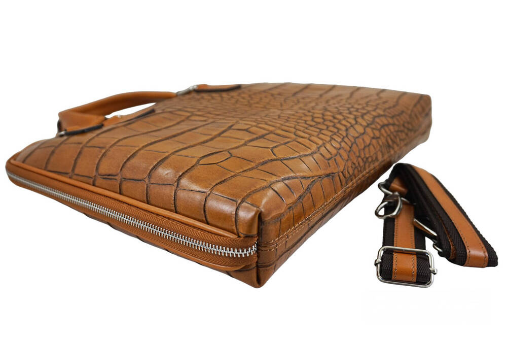 Torba ze skóry naturalnej damska Barberini's 118/1-12 na laptopa A4 croco camel - cecha produktu