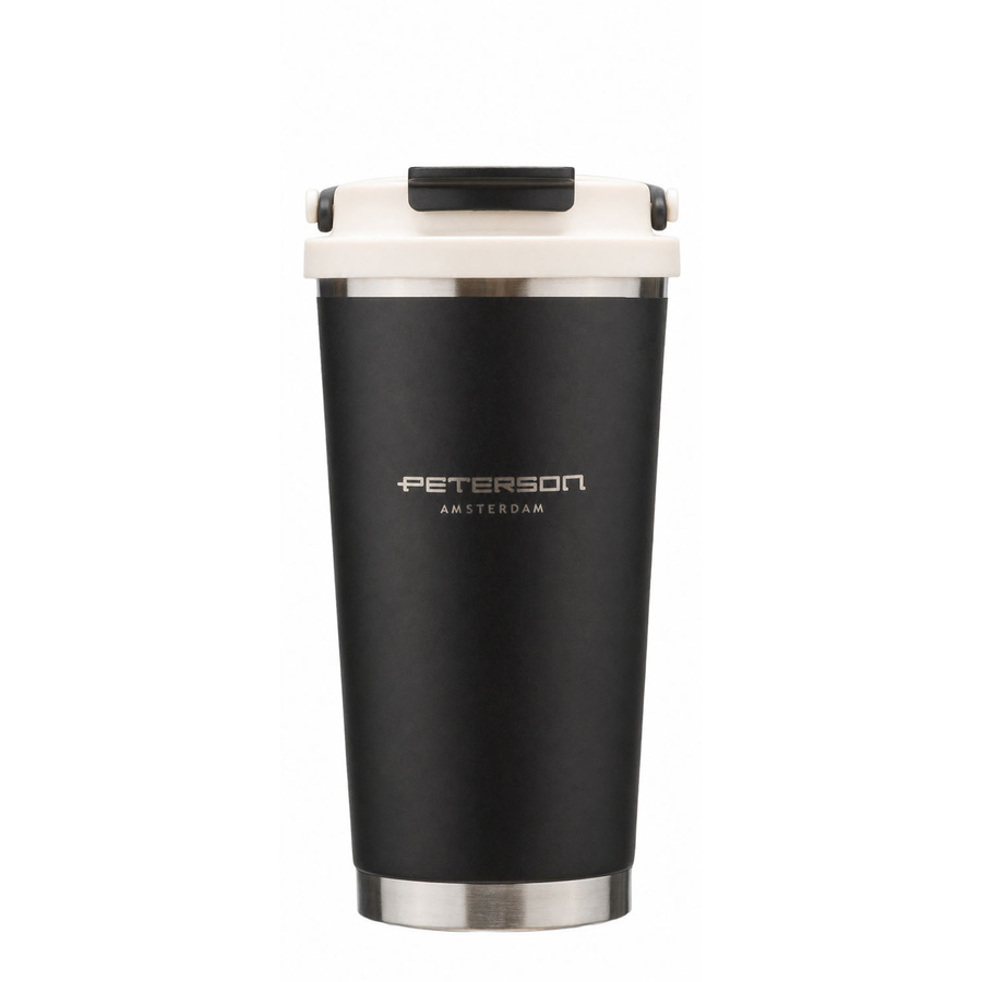 Kubek termiczny ze stali nierdzewnej unisex Peterson KT-03 560 ml z uchwytem czarny - cecha produktu