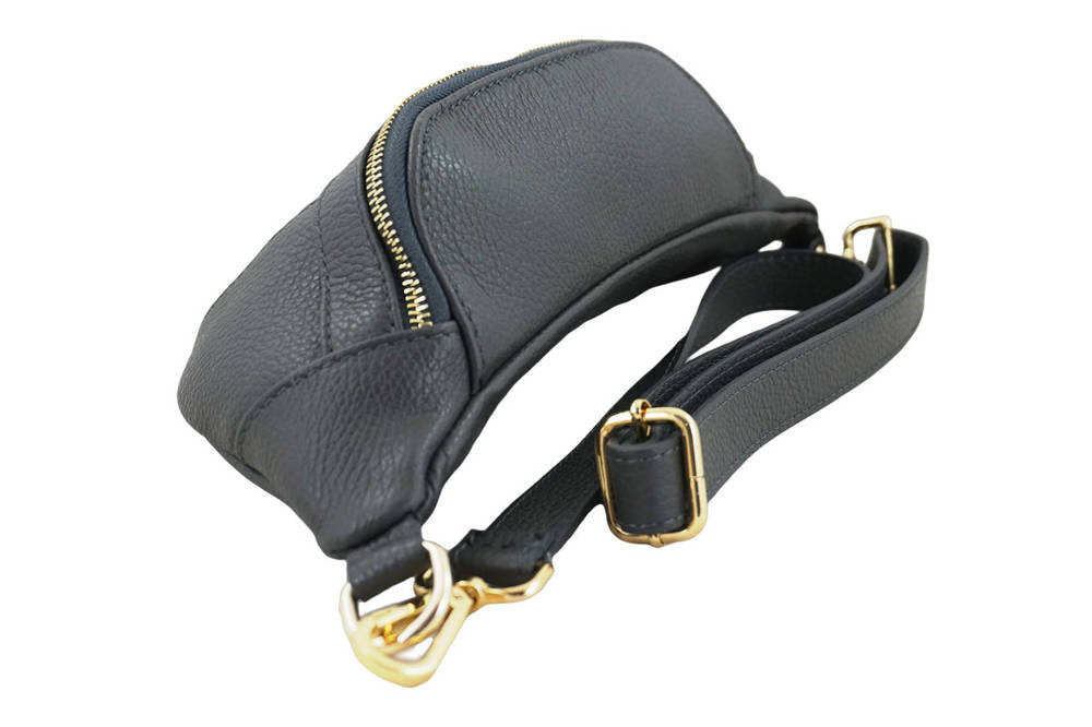 Torebka ze skóry licowej damska Barberini's 935/1-28 nerka crossbody ciemnoszara - cecha produktu