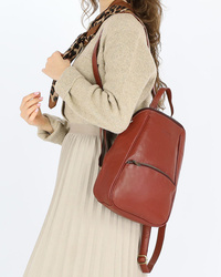 Elegancki skórzany plecak damski miejski plecaczek brąz whisky - MARCO MAZZINI vs78b