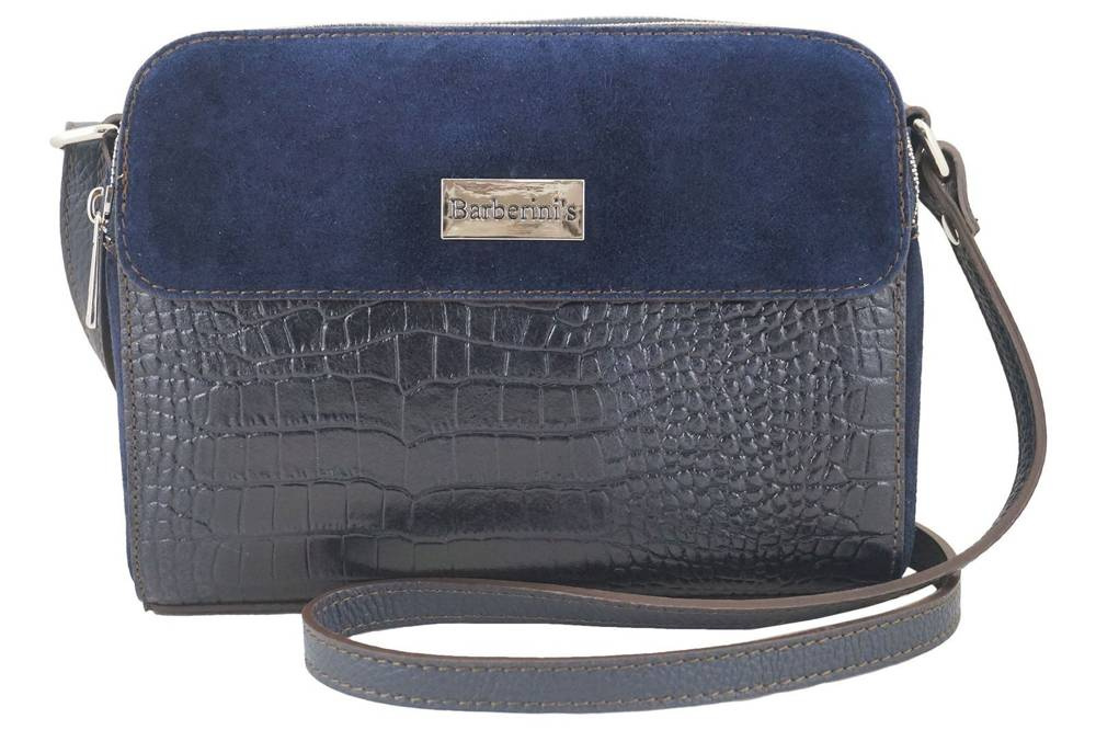 Torebka skórzana zamszowa damska Barberini's 885/1-4 listonoszka croco mała granatowa - cecha produktu