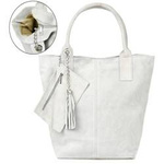 Torebka damska shopper zamszowa Vera Pelle T49 szara